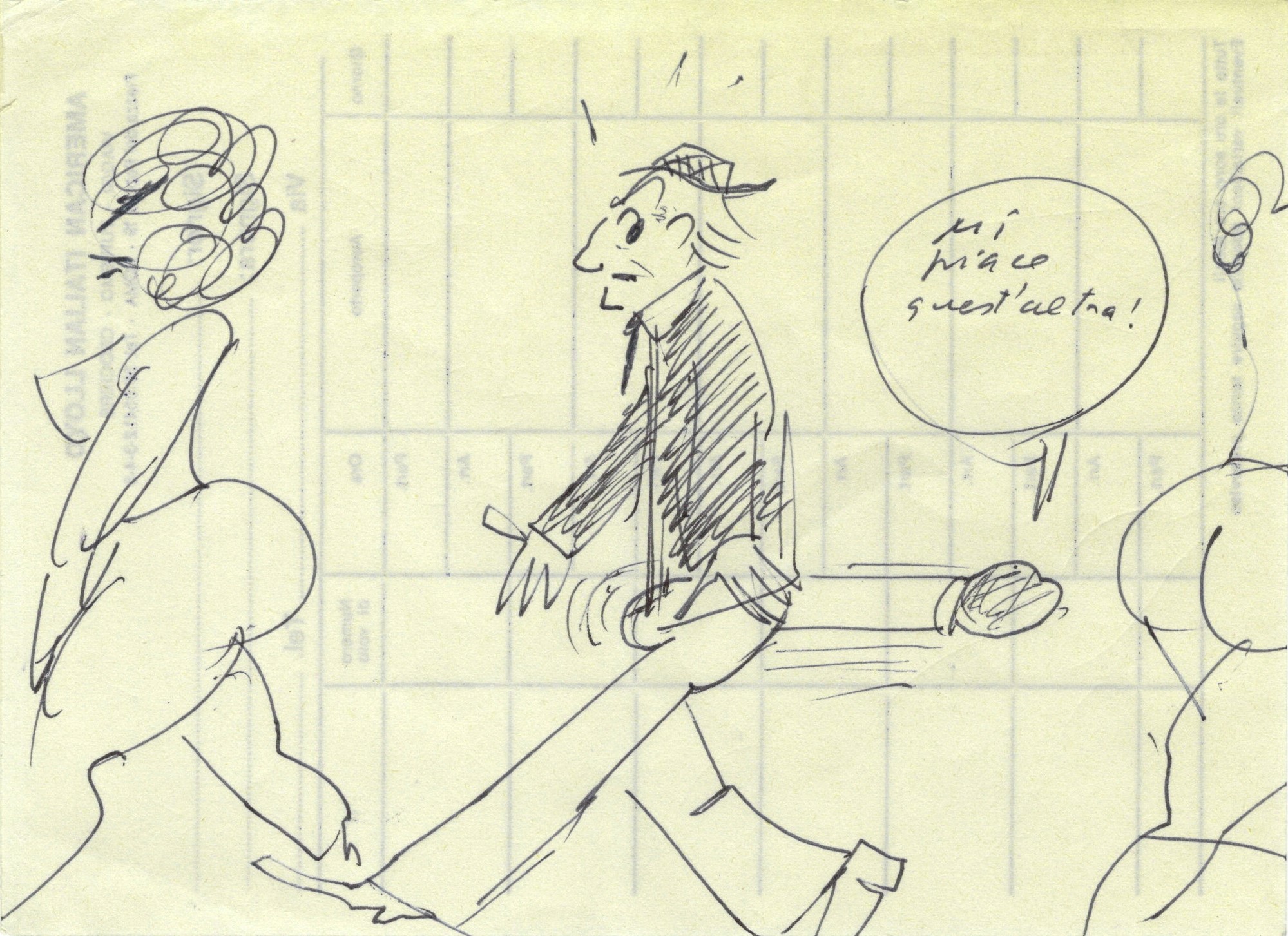 Federico Fellini - Quattro disegni con figure femminili, biro su carta