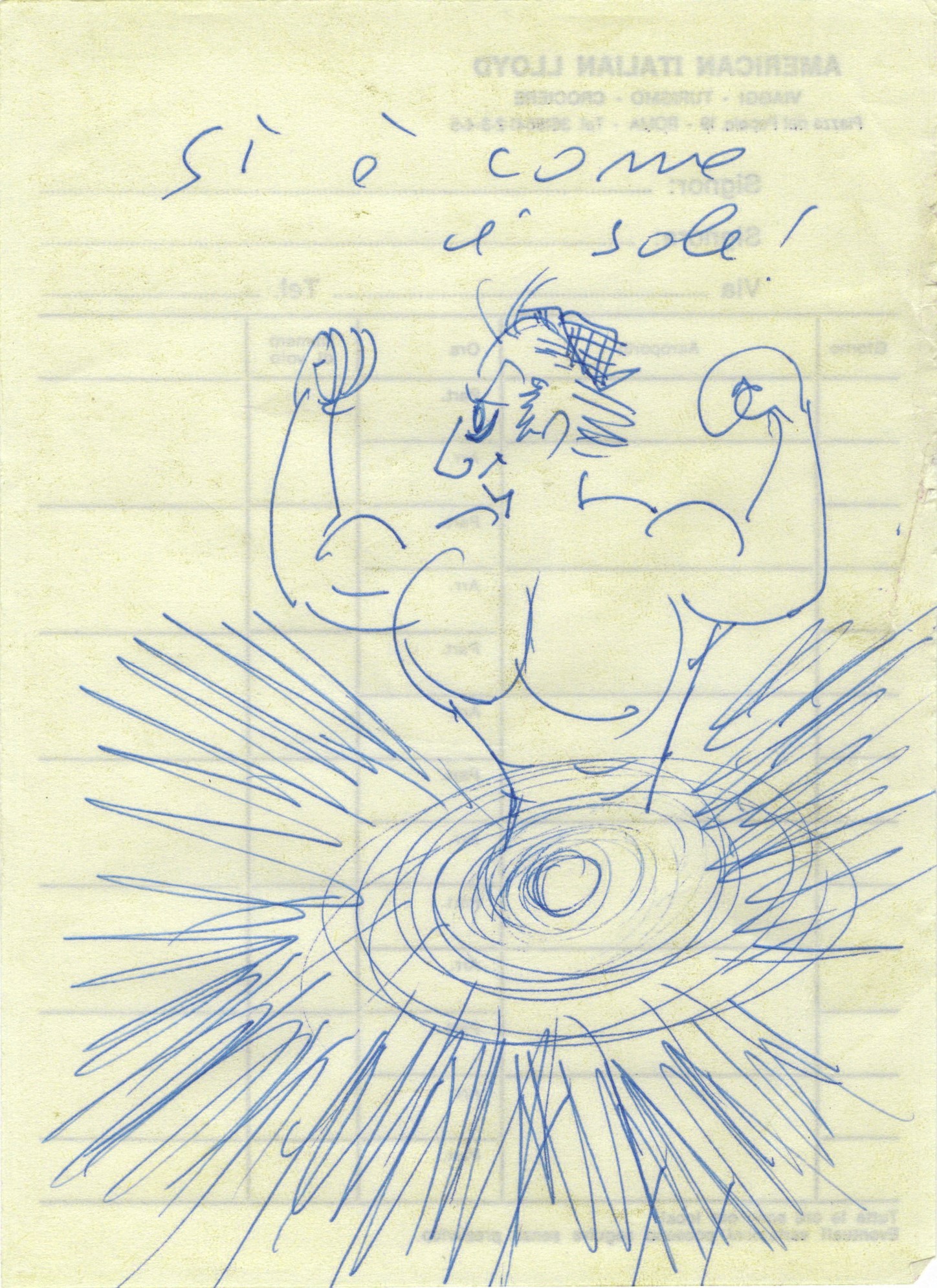 Federico Fellini - Quattro disegni con figure femminili, biro su carta