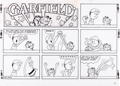 Garfield (tavola domenicale) — pastello e china su cartoncino, 1982