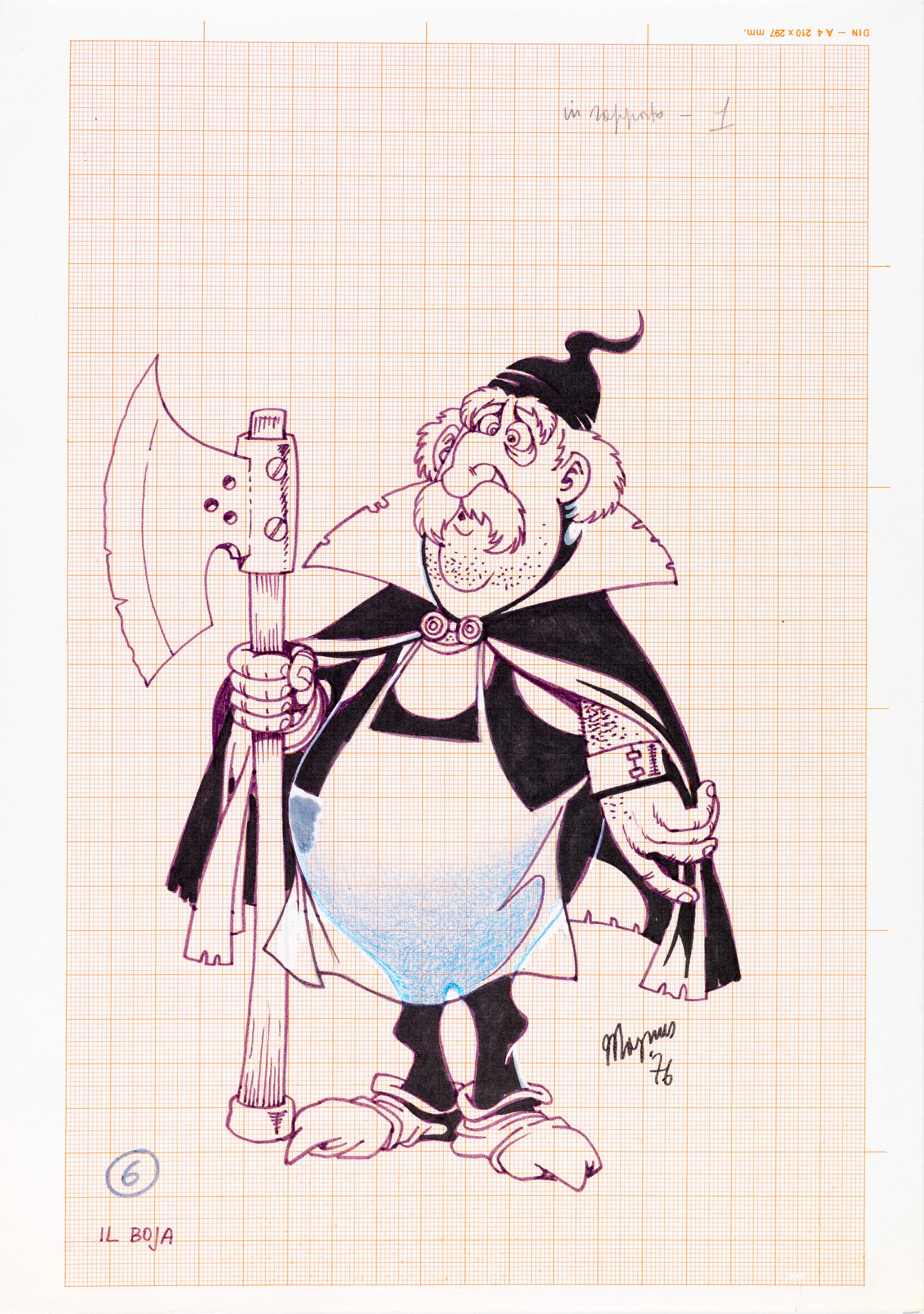 Magnus (roberto Raviola) - La Compagnia della Forca (studi di personaggi), china, pastello e penn...