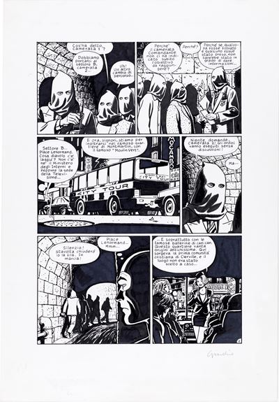 Diabolik - Cosa c’è sotto (tavola originale), matita e china su cartoncino