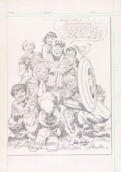 Captain America - Your for a bicentennial peace! (matita su cartoncino)