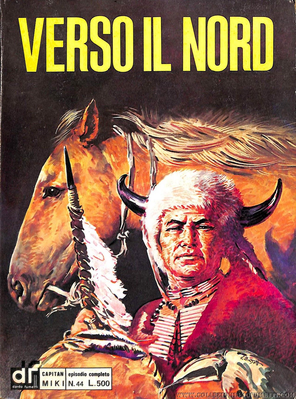 Dino Busett - Capitan Miki - Verso il Nord (originale di copertina, tempera su cartone)