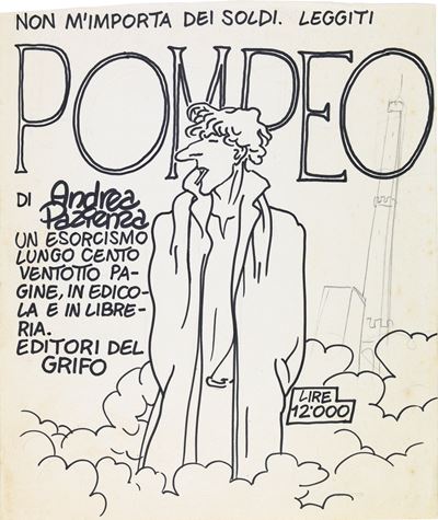 Pompeo (disegno preparatorio per pubblicazione, matita e pennarello su cartoncino)