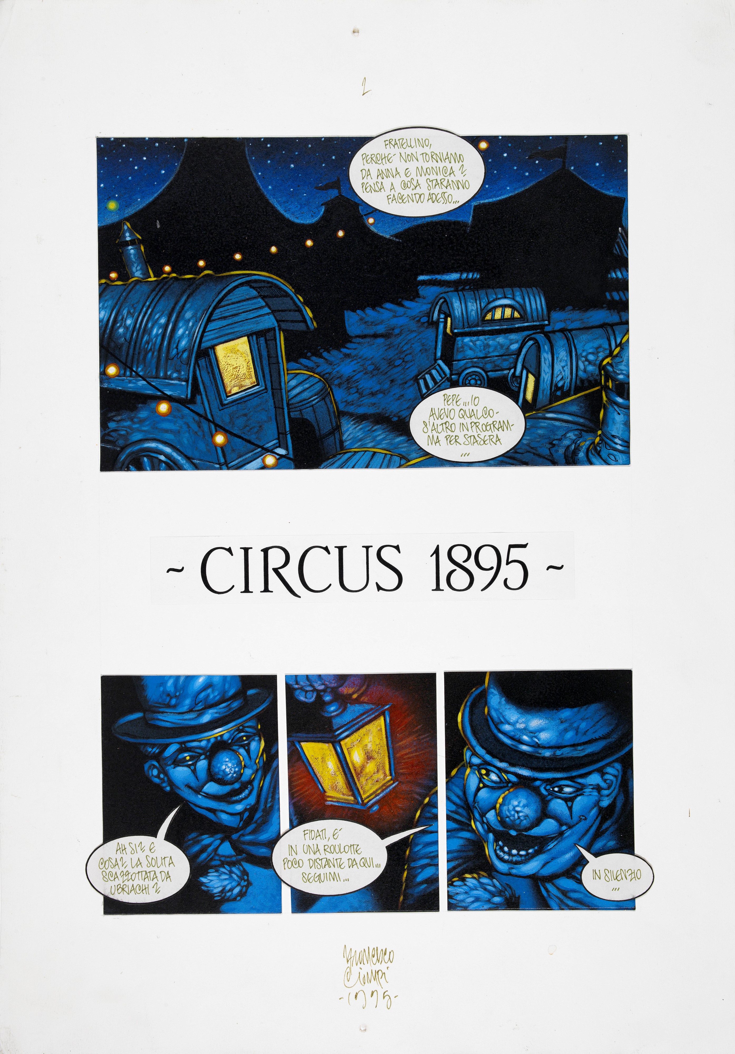 Francesco Ciampi - Circus 1895 (coppia di tavole) tecnica mista su cartoncino
