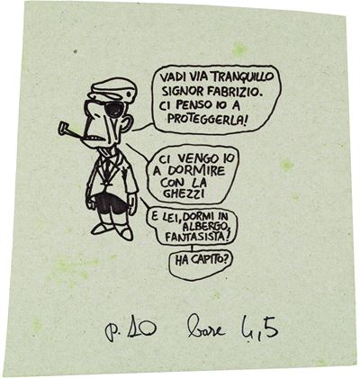 Pertini e De André, pennarello su cartone (1980)