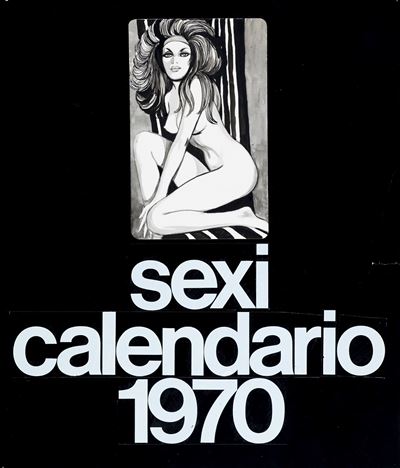 Sexi Calendario 1970 (originale di copertina e illustrazioni), matita e china su cartoncino