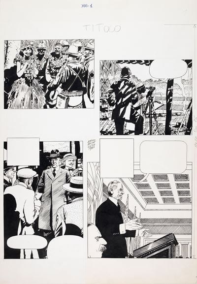 Americani: Storia dei popoli a fumetti (tavola originale)
