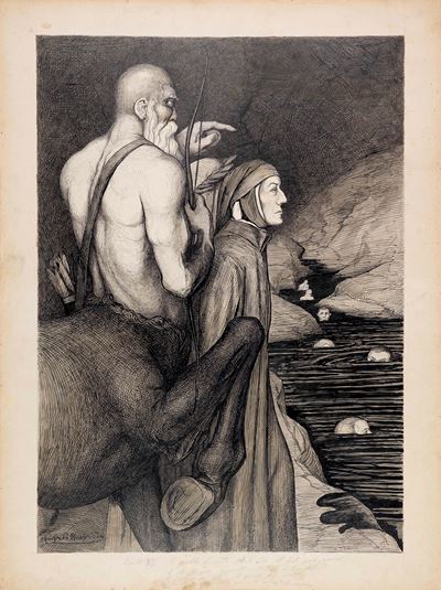 Inferno, Canto XII (Divina Commedia), matita, china e acquerello su cartoncino