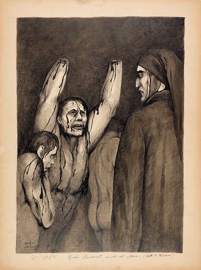 Inferno, Canto XXVIII (Divina Commedia) — matita, china e acquerello su cartoncino, 1907