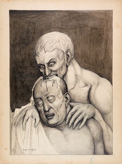 Divina Commedia - Inferno, Canto XXXII (matita, china e acquerello su cartoncino), 1907