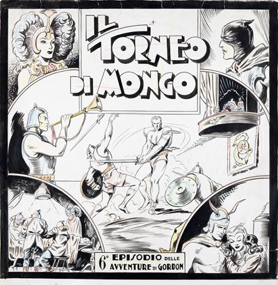 Flash Gordon – Il torneo di Mongo (copertina), pastello e china su carta