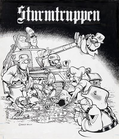 Sturmtruppen: Risiken? (rischi), matita e china su cartoncino