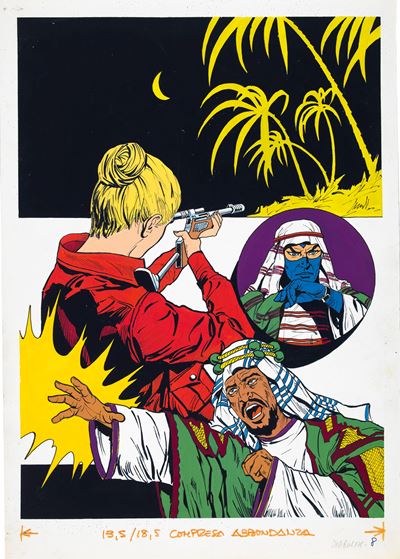 Diabolik – Destin mortel (originale di copertina), tempera su cartoncino, 1975