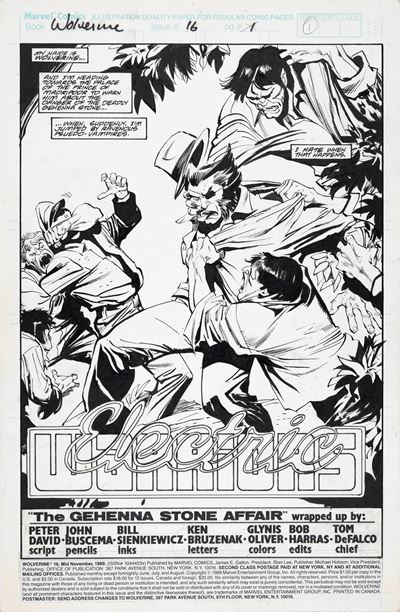 John Buscema e Bill Sienkiewicz, Wolverine - Electric Warriors (title page), matita e china su ca...