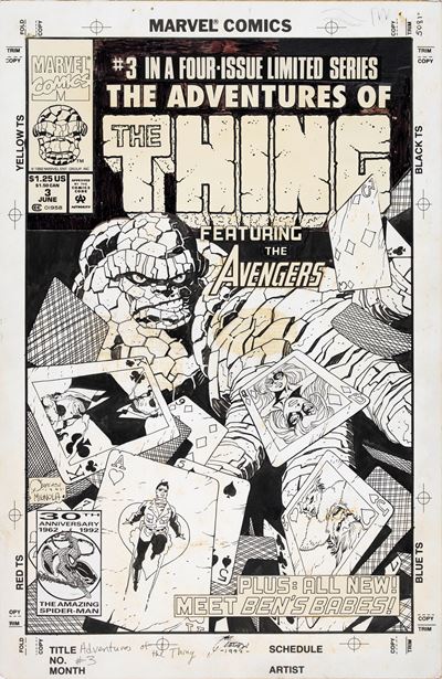 Mike Mignola e Joe Quesada, Adventures of the Thing #3, matita e china su cartoncino (1992)