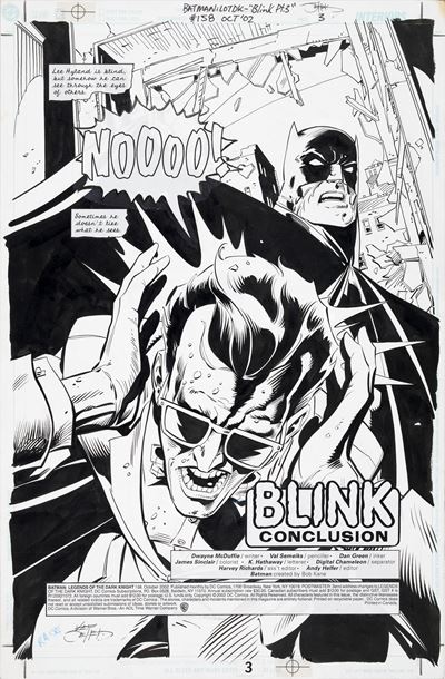 Batman: Legends of the Dark Knight - Blink (title page), matita e china su cartoncino DC