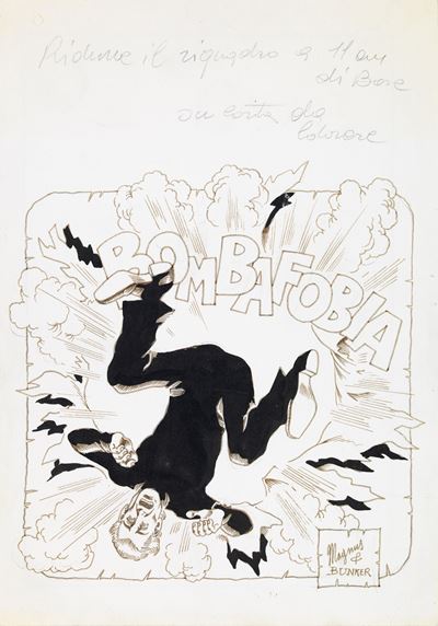 Alan Ford – Bombafobia (originale di copertina), matita e china su cartoncino