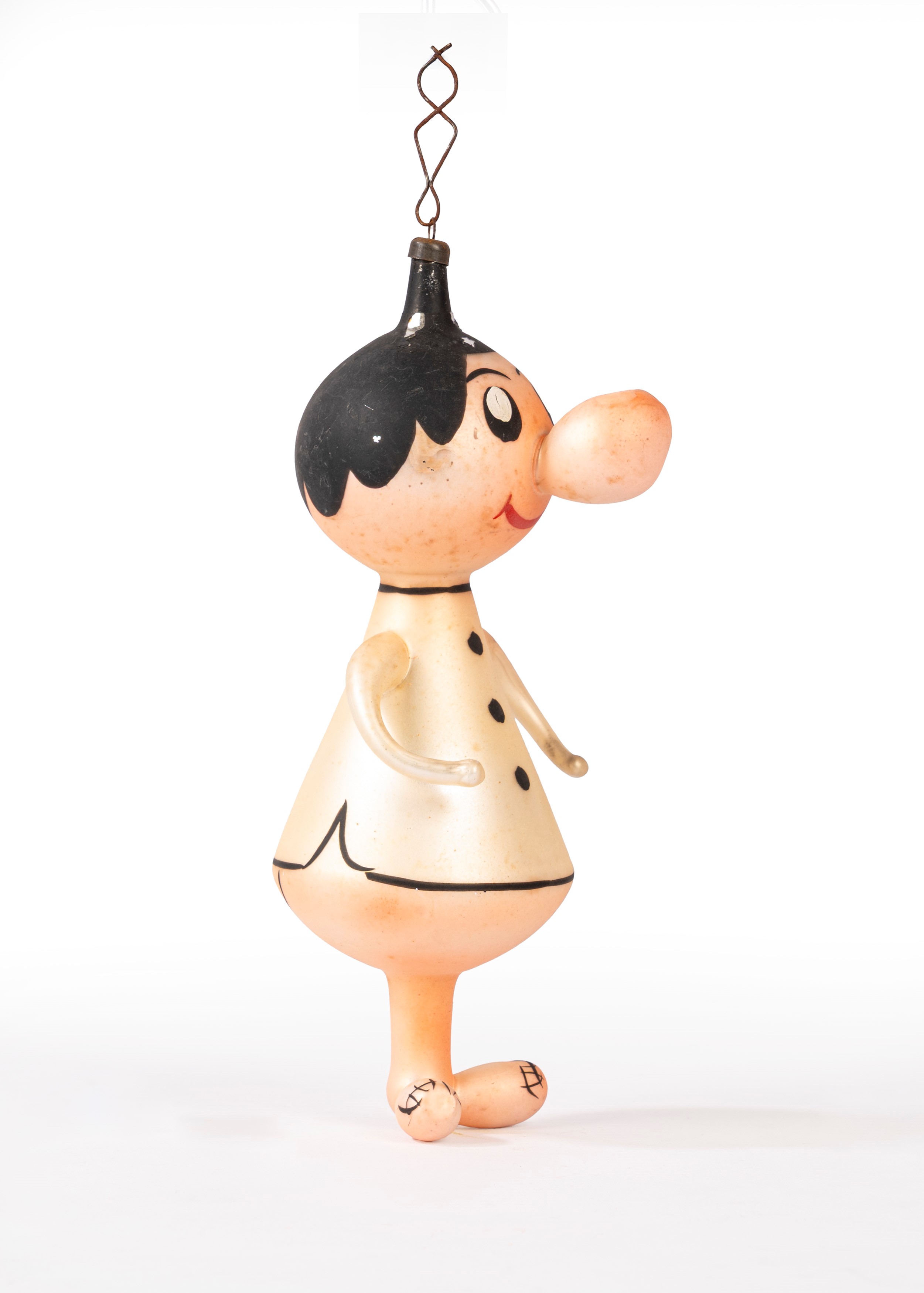 Figura decorativa per albero di Natale, vetro soffiato dipinto a mano (anni '50), ETA BETA