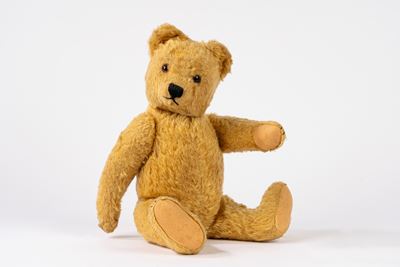 Teddy bear originale in mohair biondo (anni ’50), made in Germany