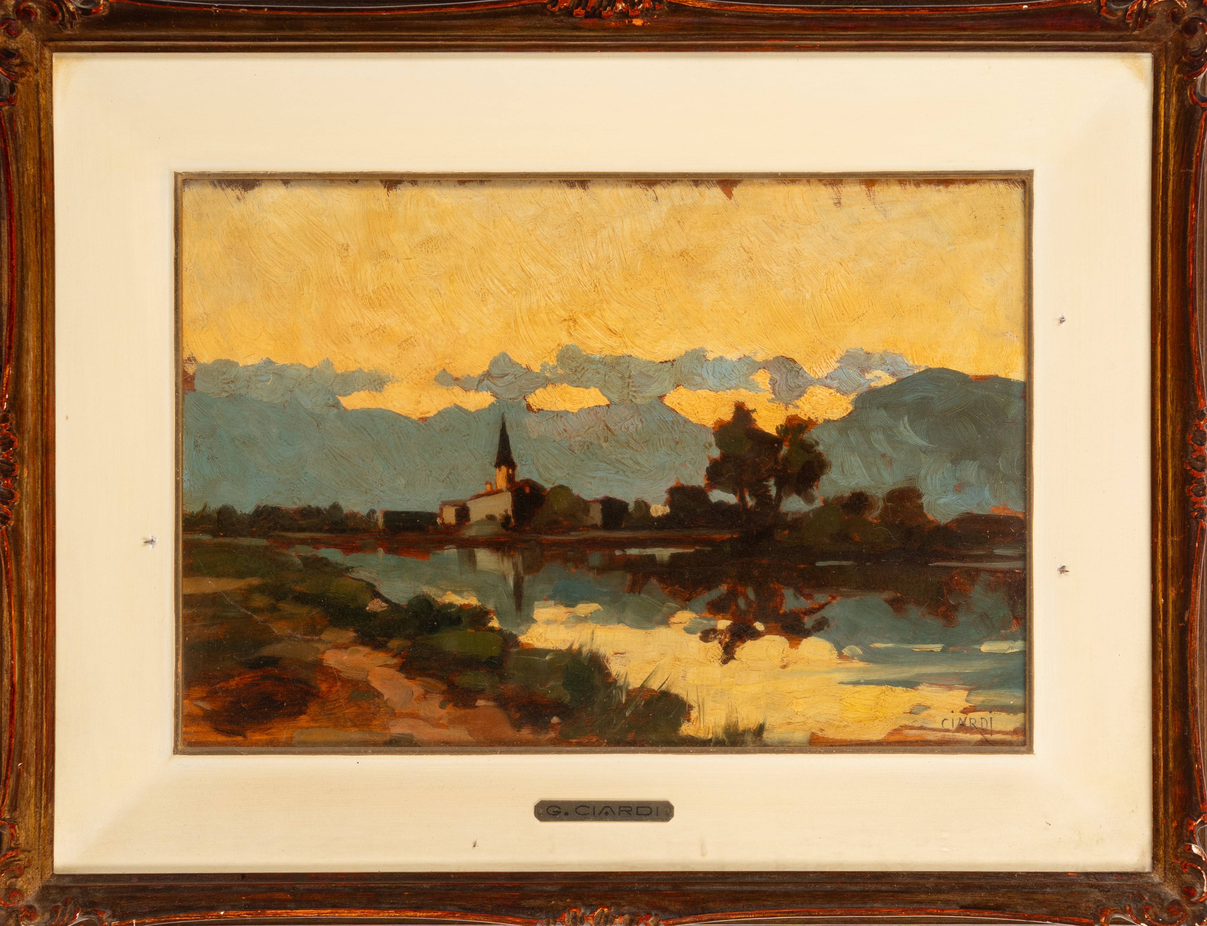 Guglielmo Ciardi - Paesaggio, olio su tavola