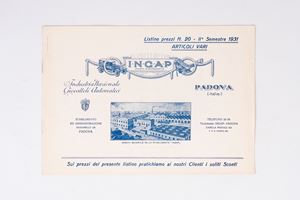 Listino prezzi II&deg; Semestre 1931