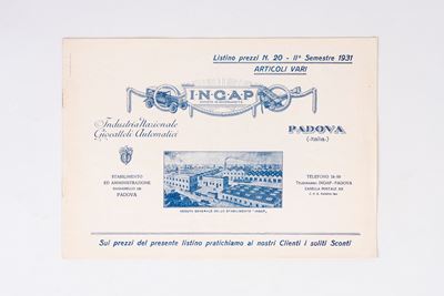 Listino prezzi, II° semestre 1931