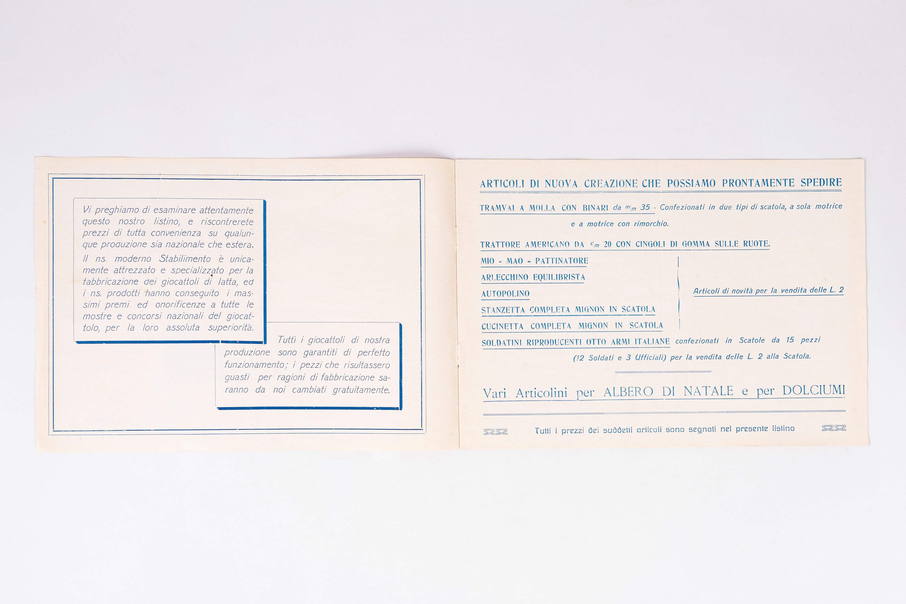 Ingap - Listino prezzi, II° semestre 1931
