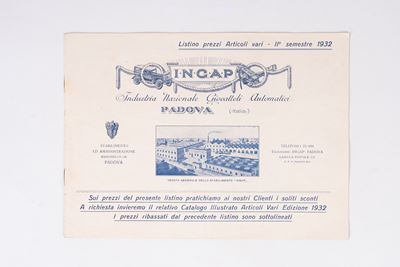 Listino prezzi, II° semestre 1932
