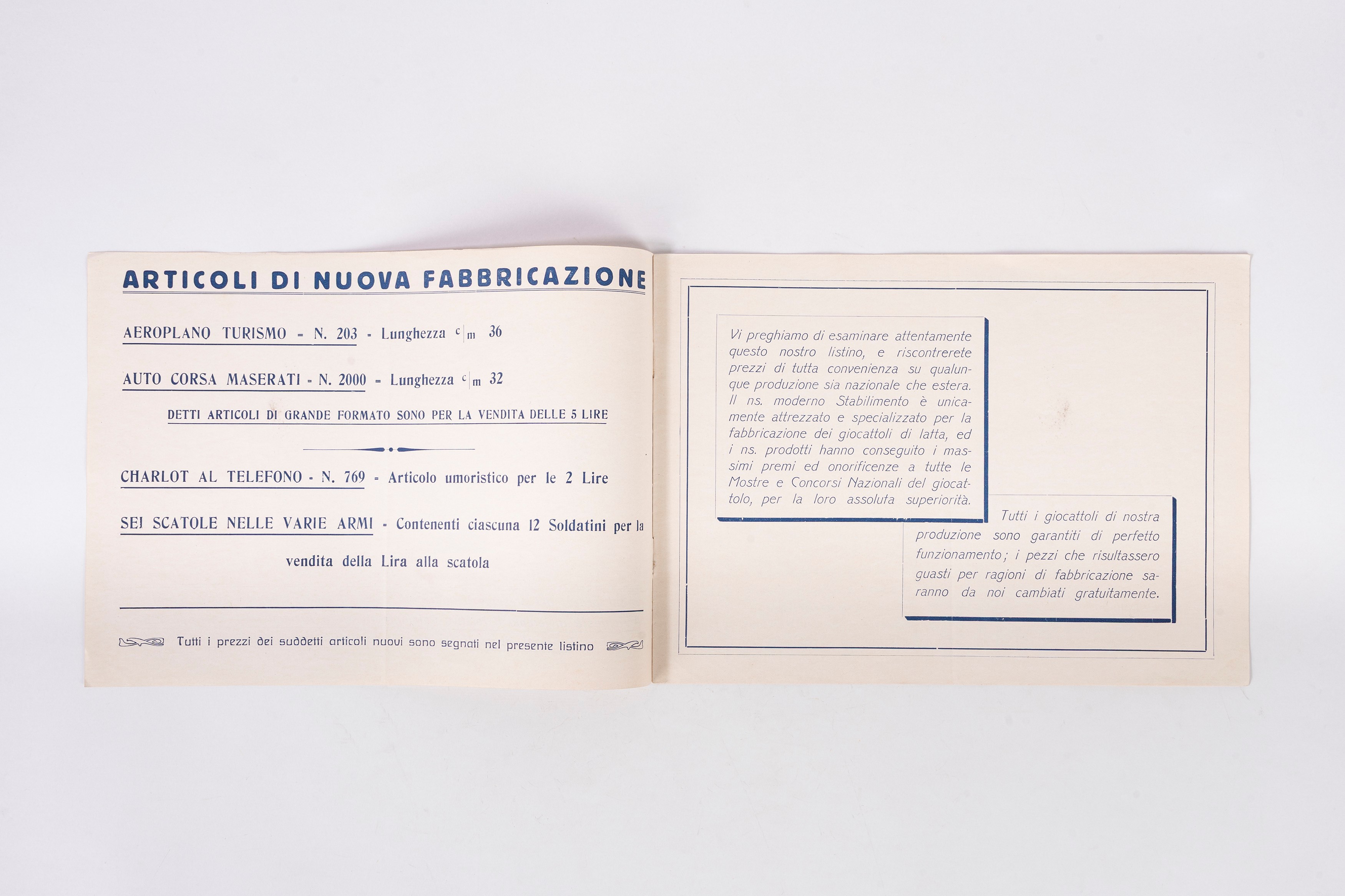 Ingap - Listino prezzi, II° semestre 1932