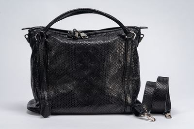 Borsa Antheia, in pelle di pitone monogram empreinte, nera