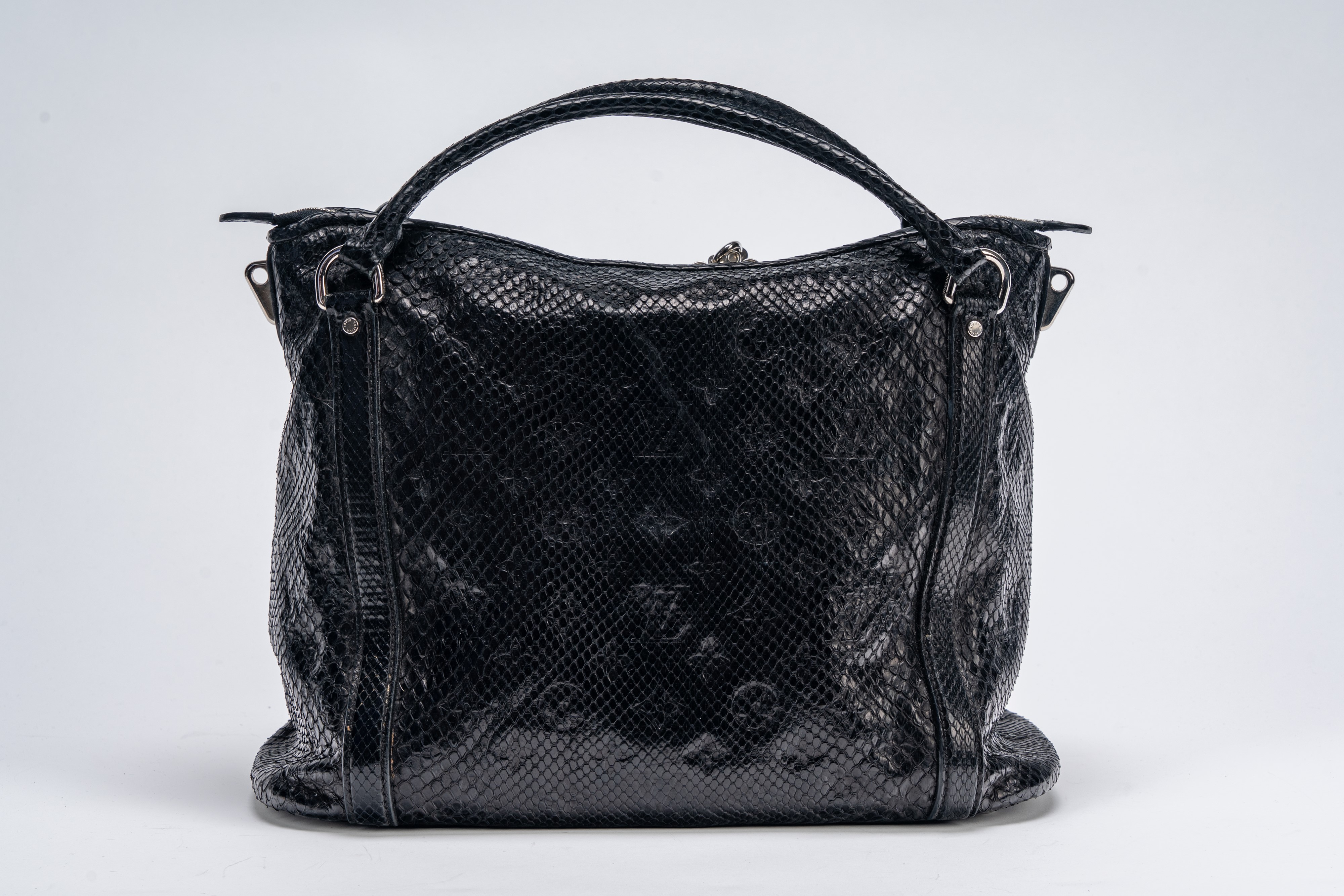 Louis Vuitton - Borsa Antheia, in pelle di pitone monogram empreinte, nera