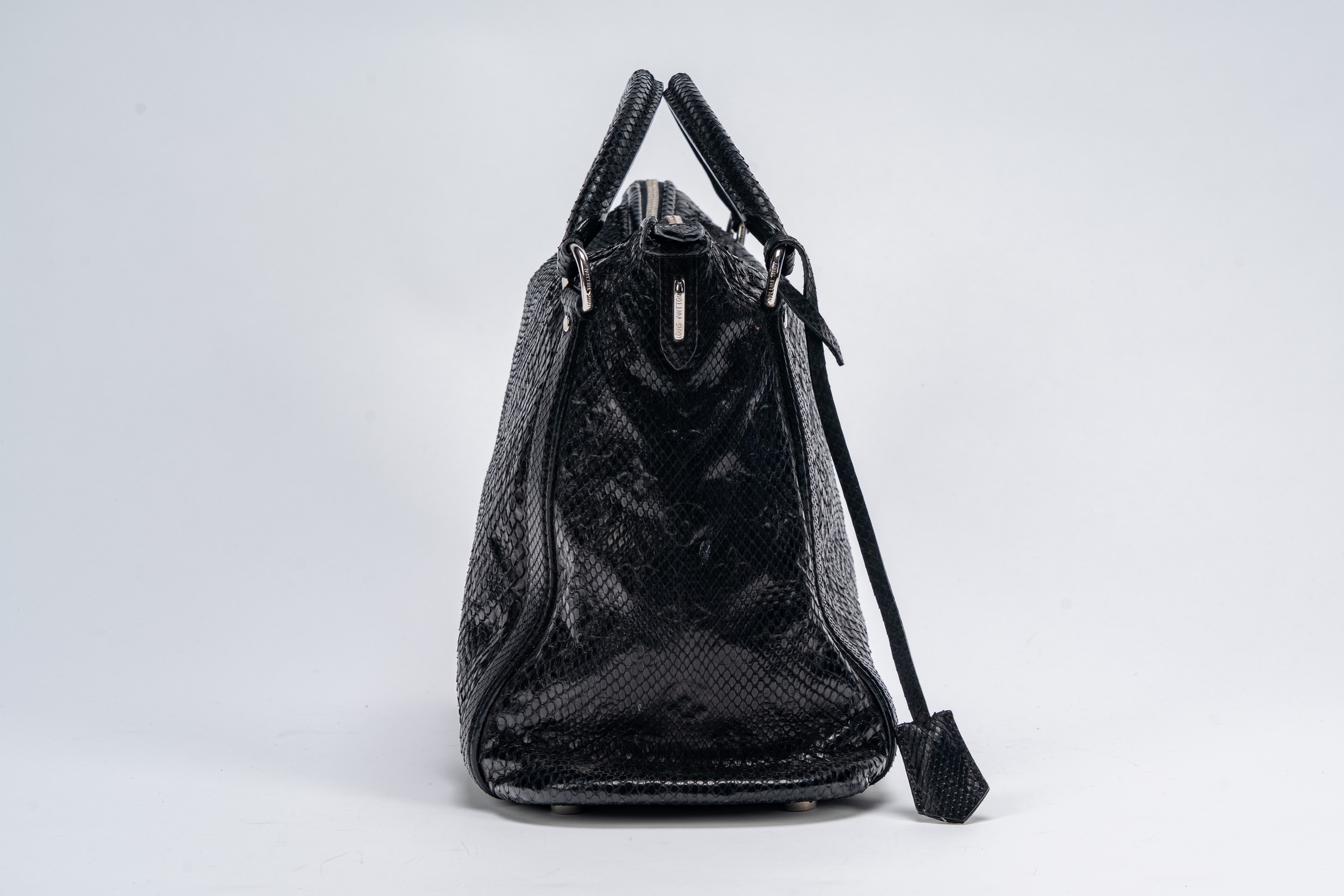 Louis Vuitton - Borsa Antheia, in pelle di pitone monogram empreinte, nera