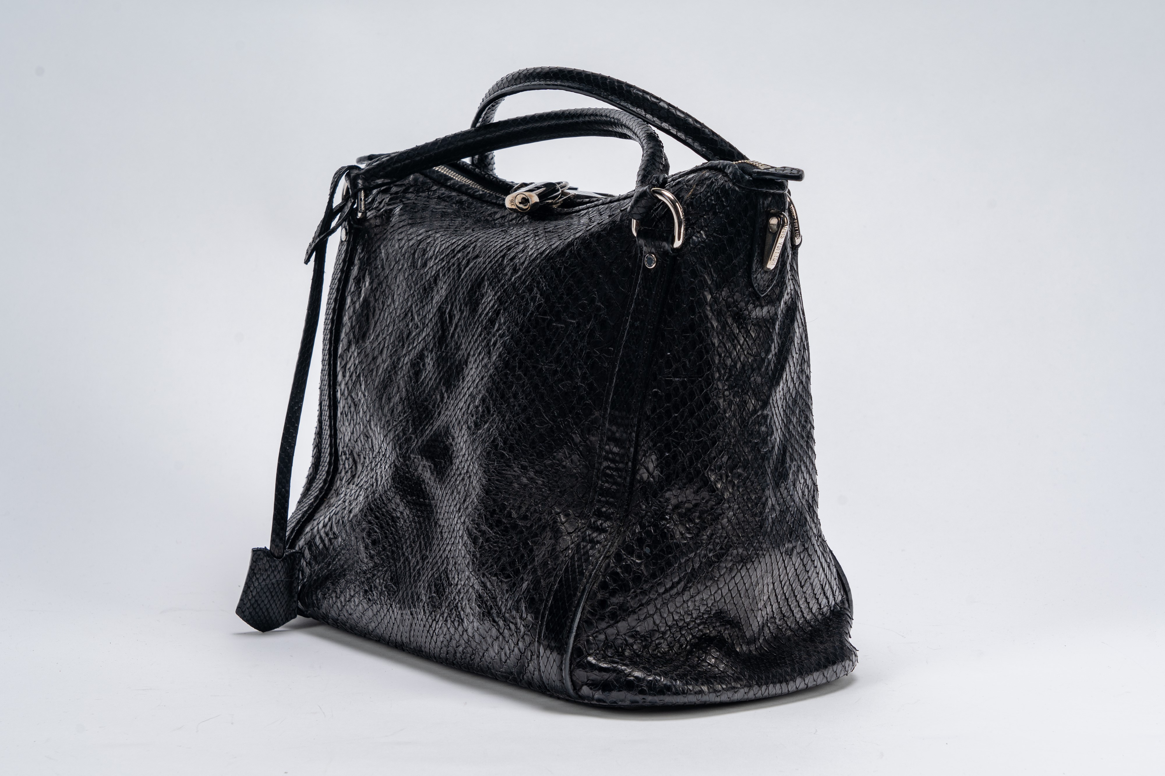 Louis Vuitton - Borsa Antheia, in pelle di pitone monogram empreinte, nera