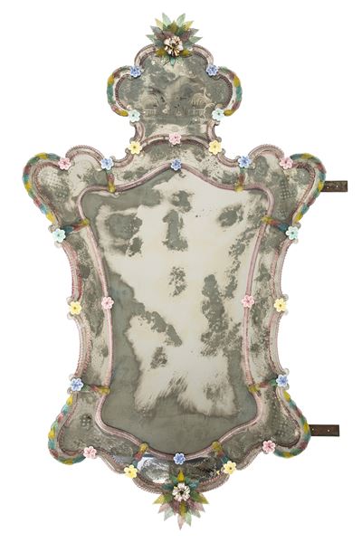 Grande specchiera in vetro di Murano, Venezia, XIX secolo