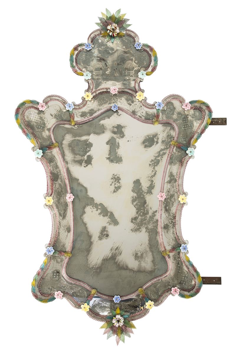 Specchiera veneziana in vetro di Murano, secolo XIX
