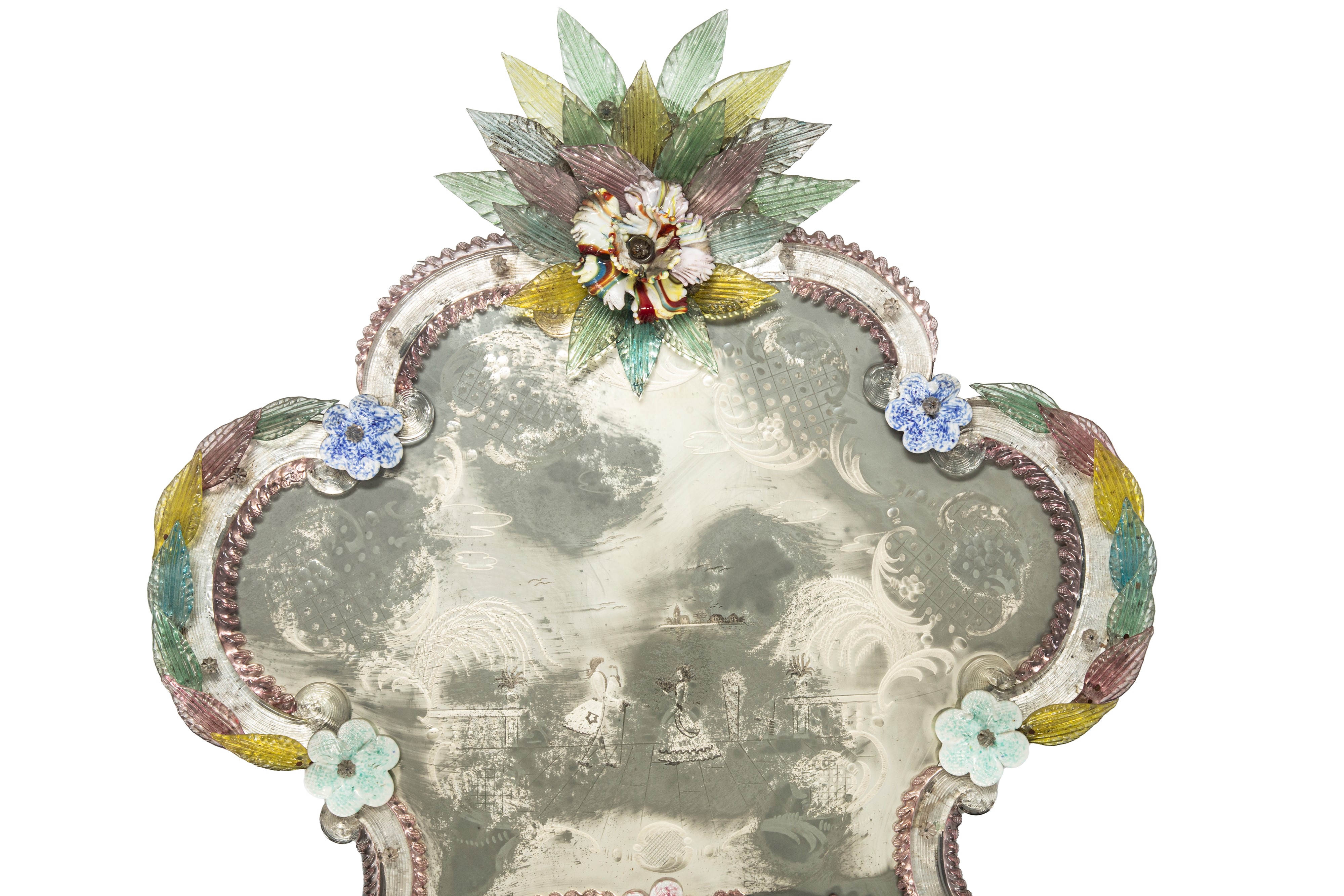 Specchiera veneziana in vetro di Murano, secolo XIX