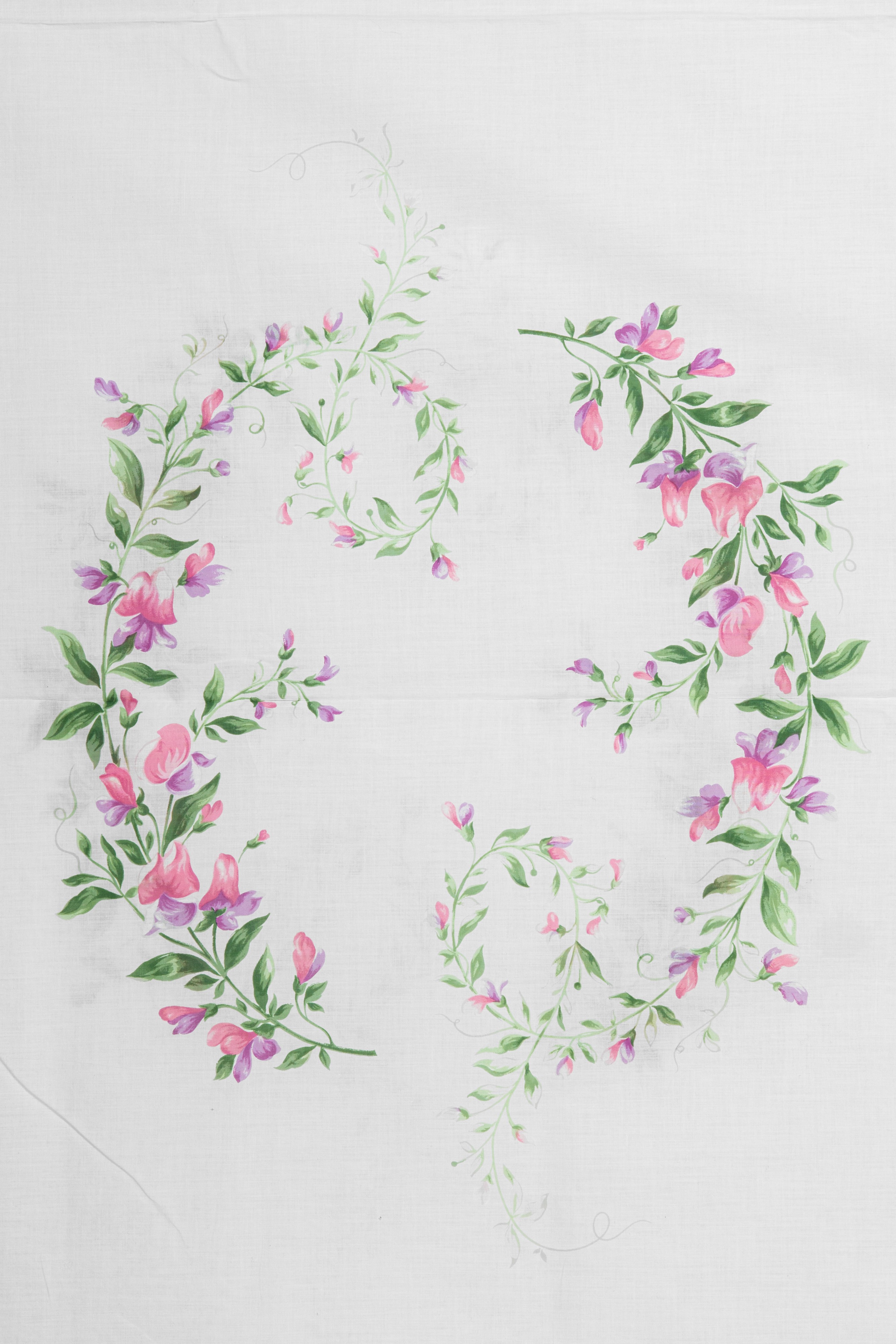 Tovaglia in Tessuto Leggero Stampata a Fiori con 12 Tovaglioli