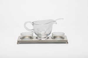 Pampaloni. Blown glass gravy boat with ladle.