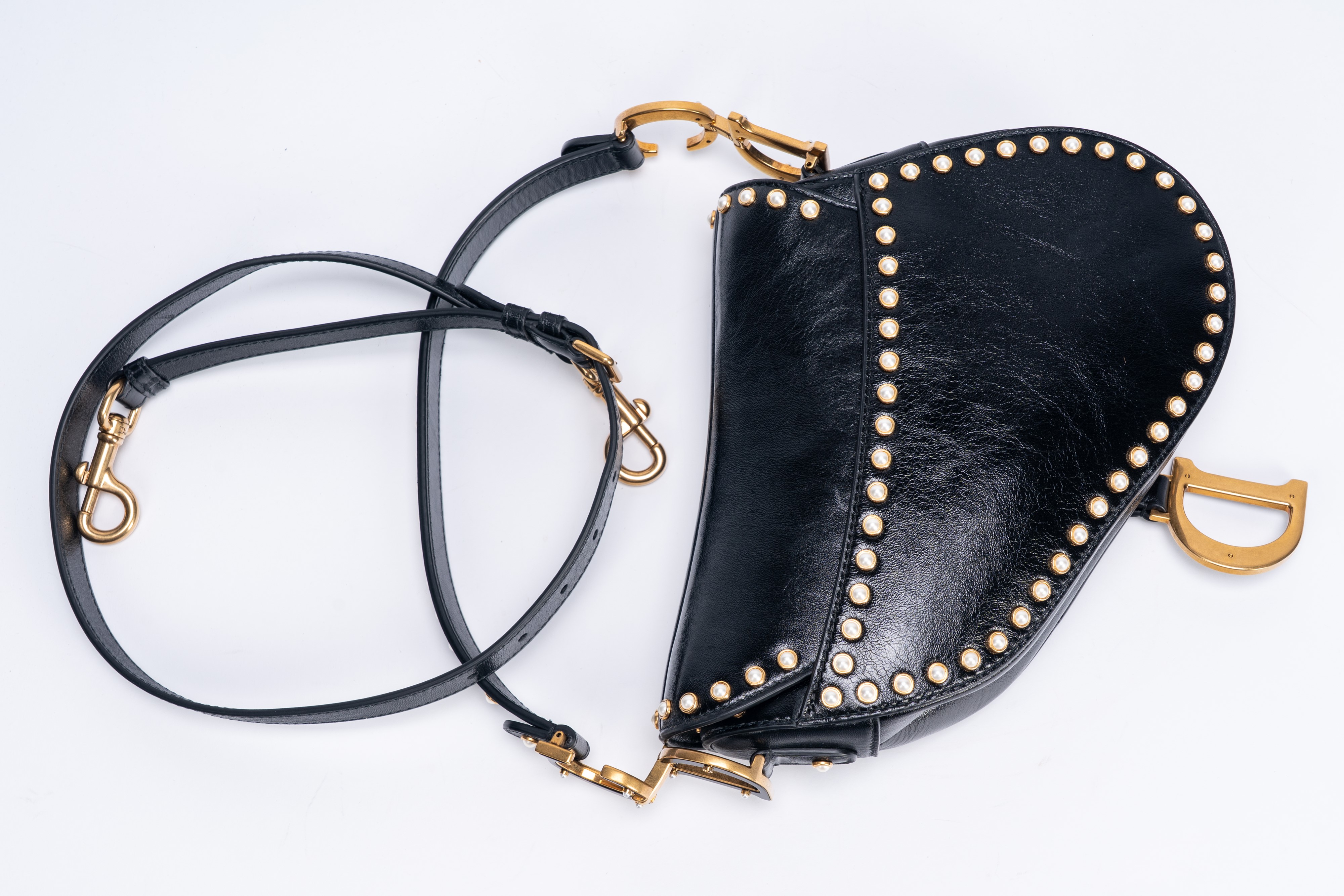 Christian Dior - Borsa saddle in pelle nera