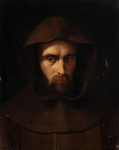 Volto di frate, olio su tela