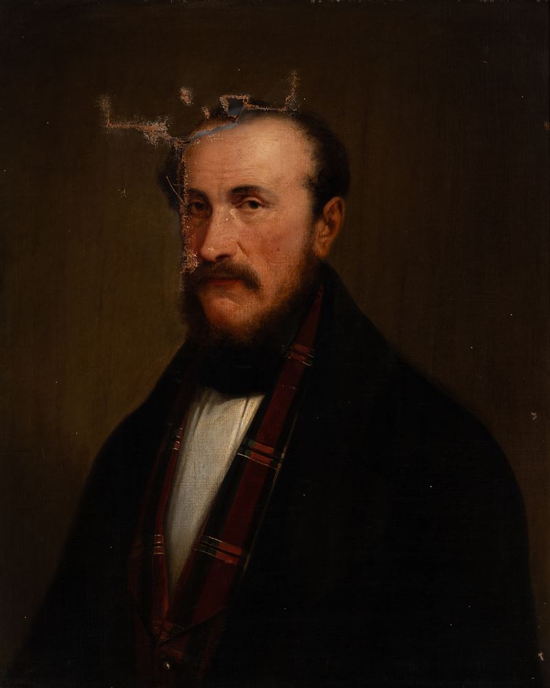 Attribuito Ad Adeodato Malatesta - Autore del XIX secolo (1806–1891), Ritratto virile, olio su te...