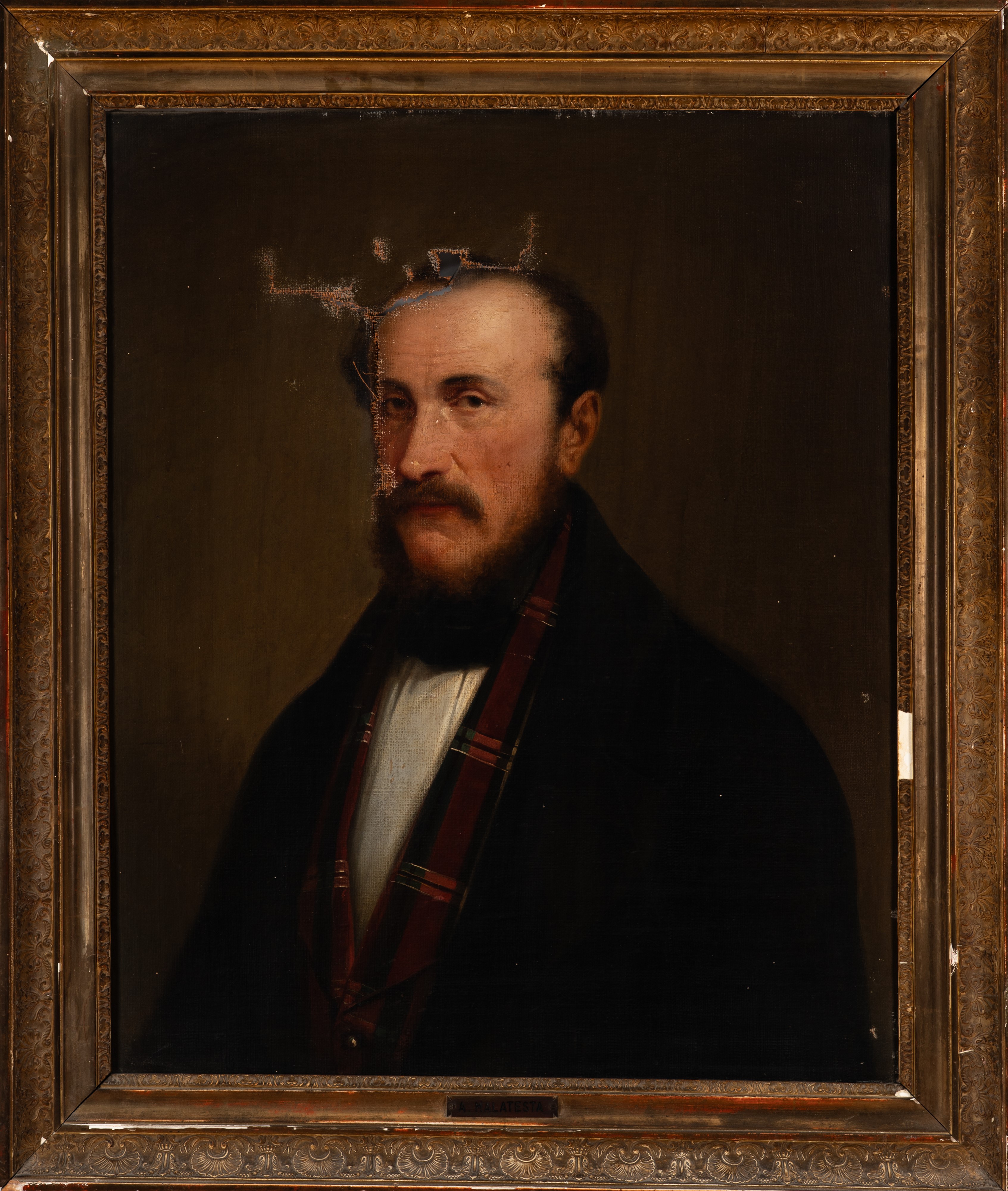 Attribuito Ad Adeodato Malatesta - Autore del XIX secolo (1806–1891), Ritratto virile, olio su te...