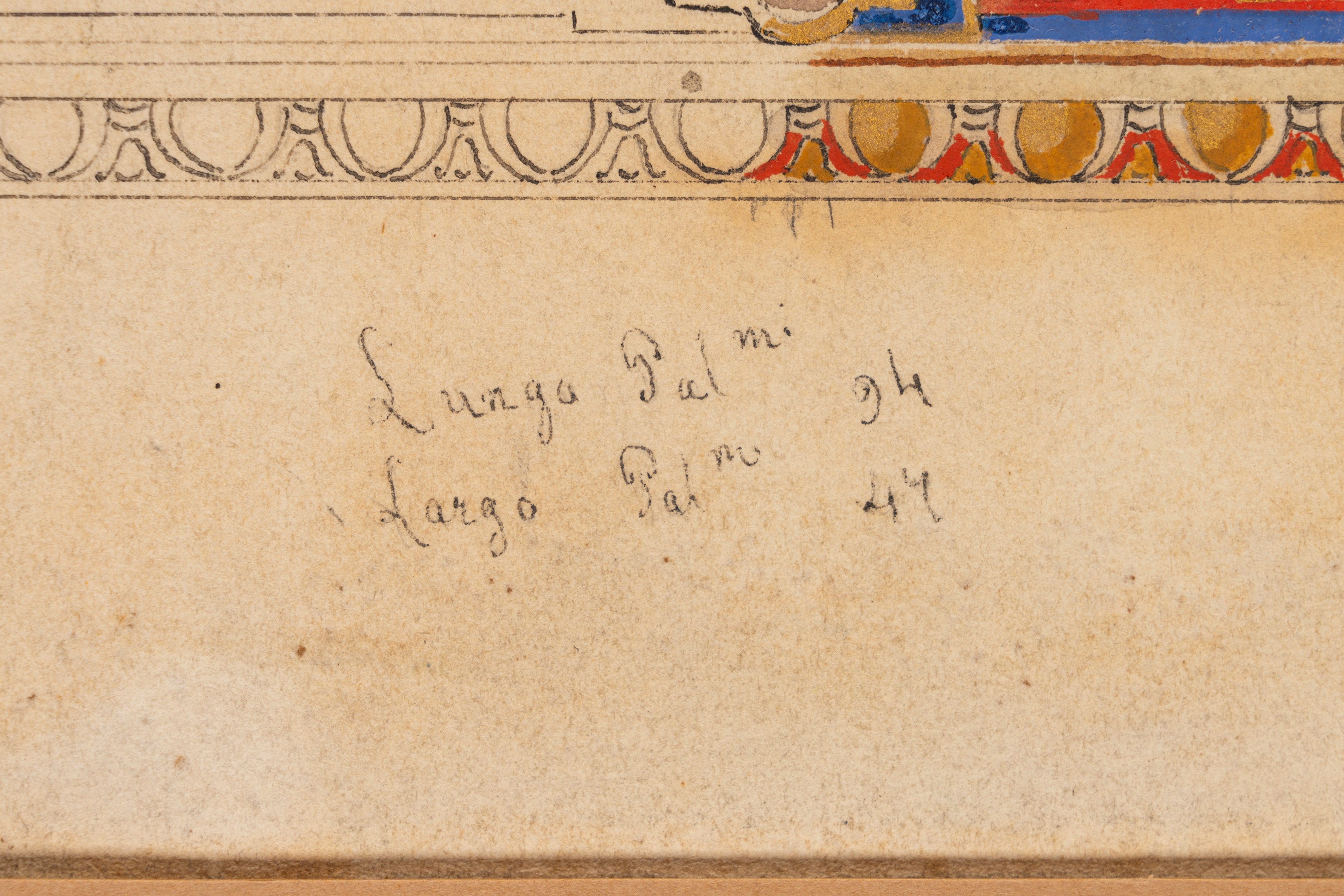 Aristide Benvenuti (scuola Romana del XIX Secolo) - Benvenuti, Studio di soffitto a lacunari con ...
