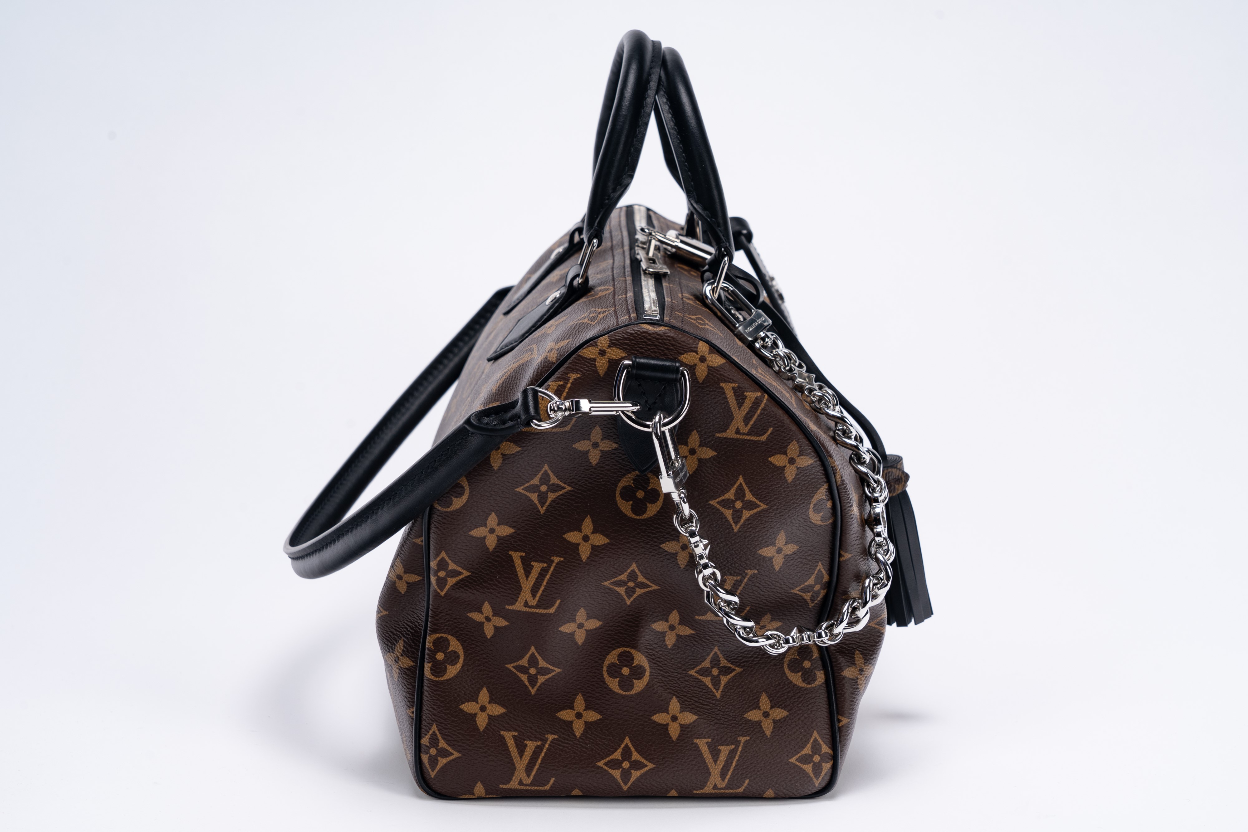 Louis Vuitton - Speedy Monogram Soft 30 Dark, borsa in tela con manici doppi e tracolla staccabil...