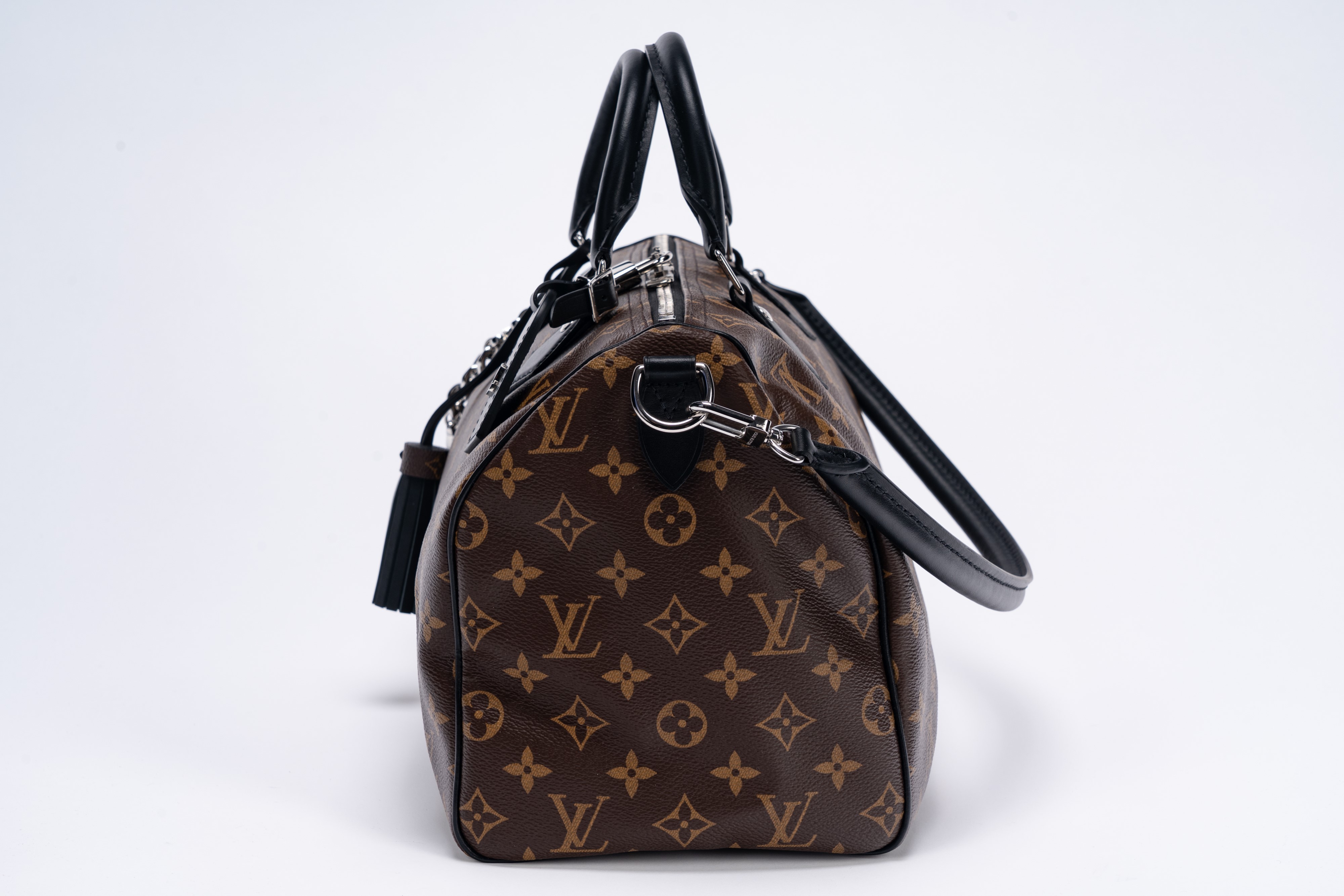 Louis Vuitton - Speedy Monogram Soft 30 Dark, borsa in tela con manici doppi e tracolla staccabil...