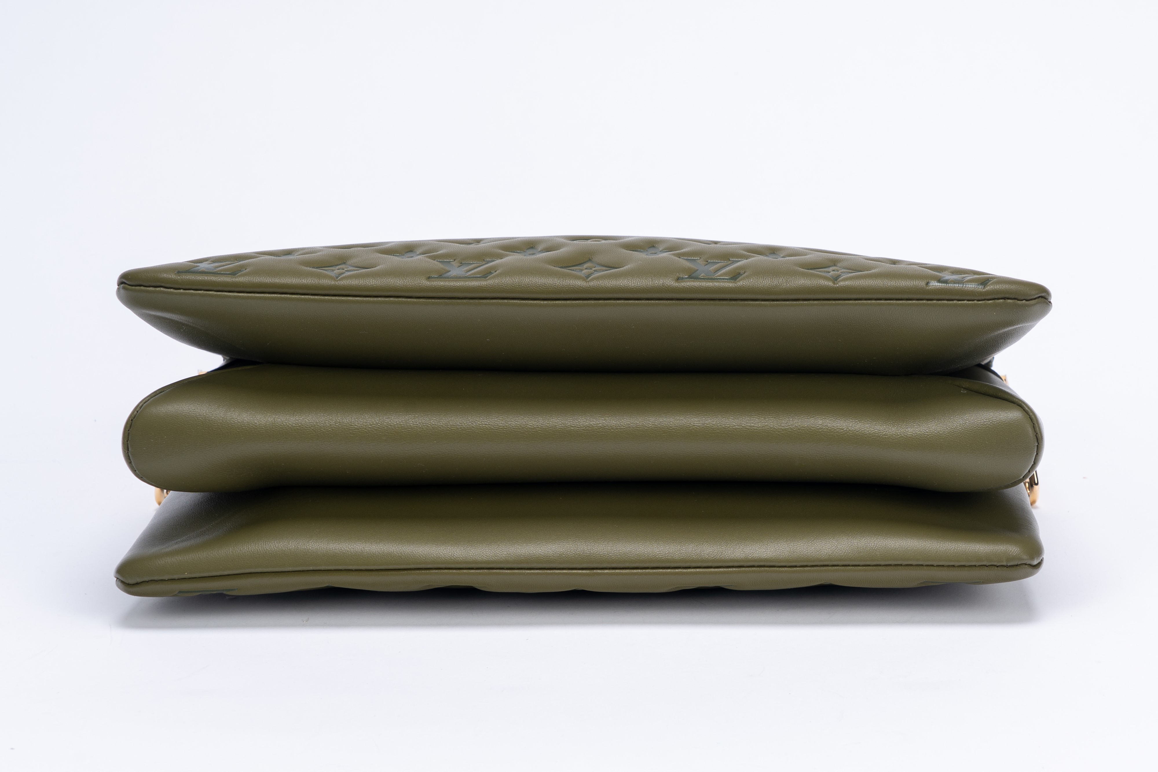 Louis Vuitton - Borsa in pelle monogram goffrata verde oliva, tracolla regolabile staccabile