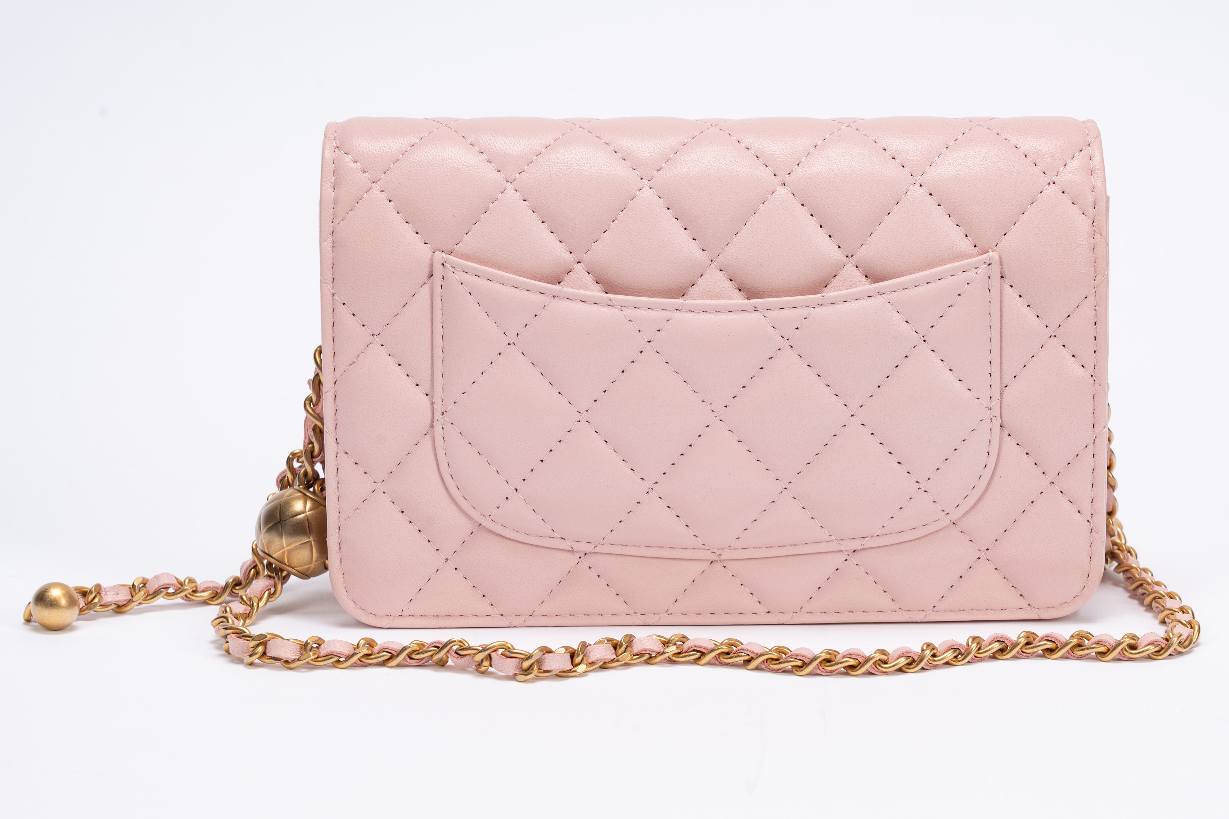 Chanel - Borsa Wallet on Chain, pelle matelassé rosa, tracolla a catena