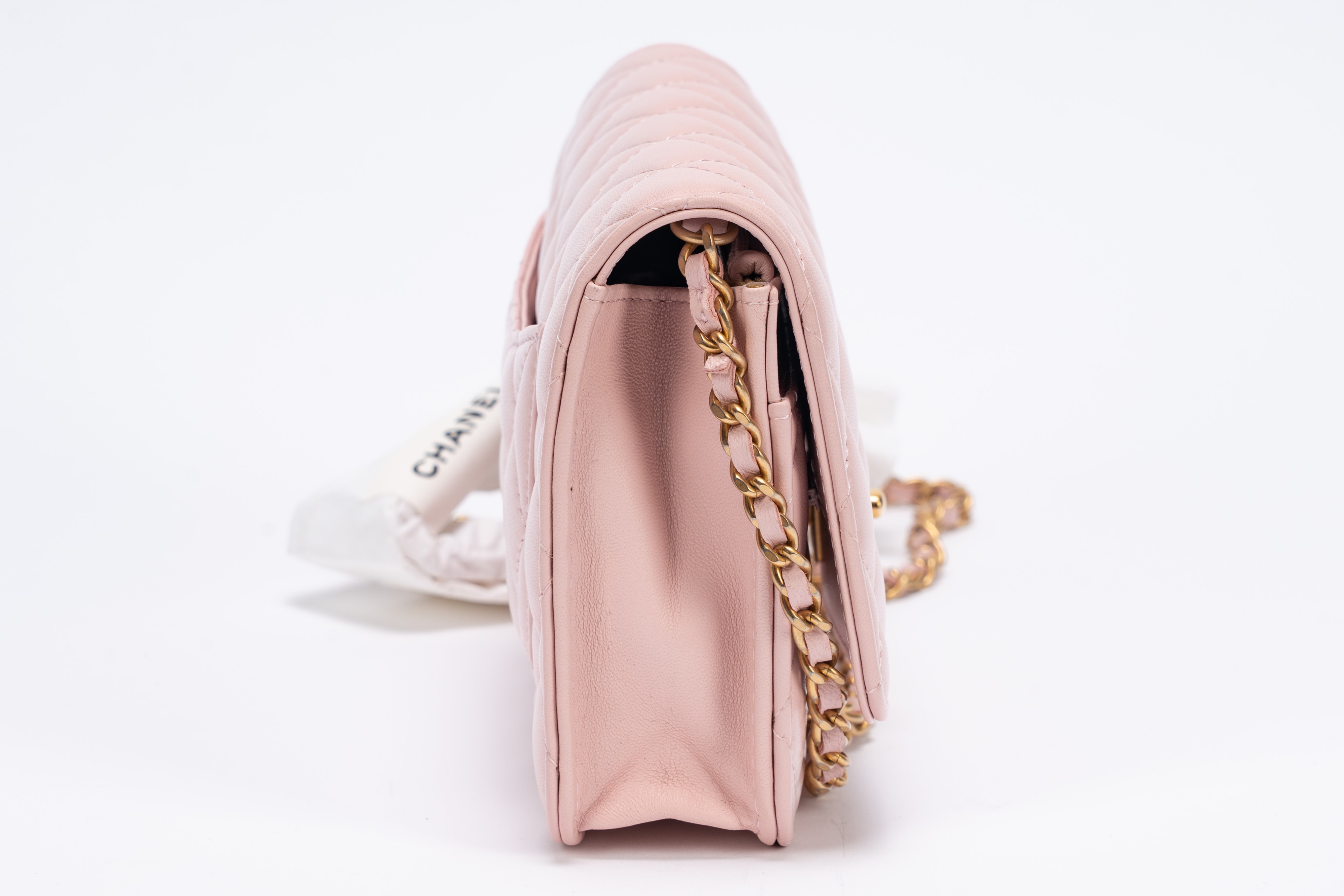 Chanel - Borsa Wallet on Chain, pelle matelassé rosa, tracolla a catena