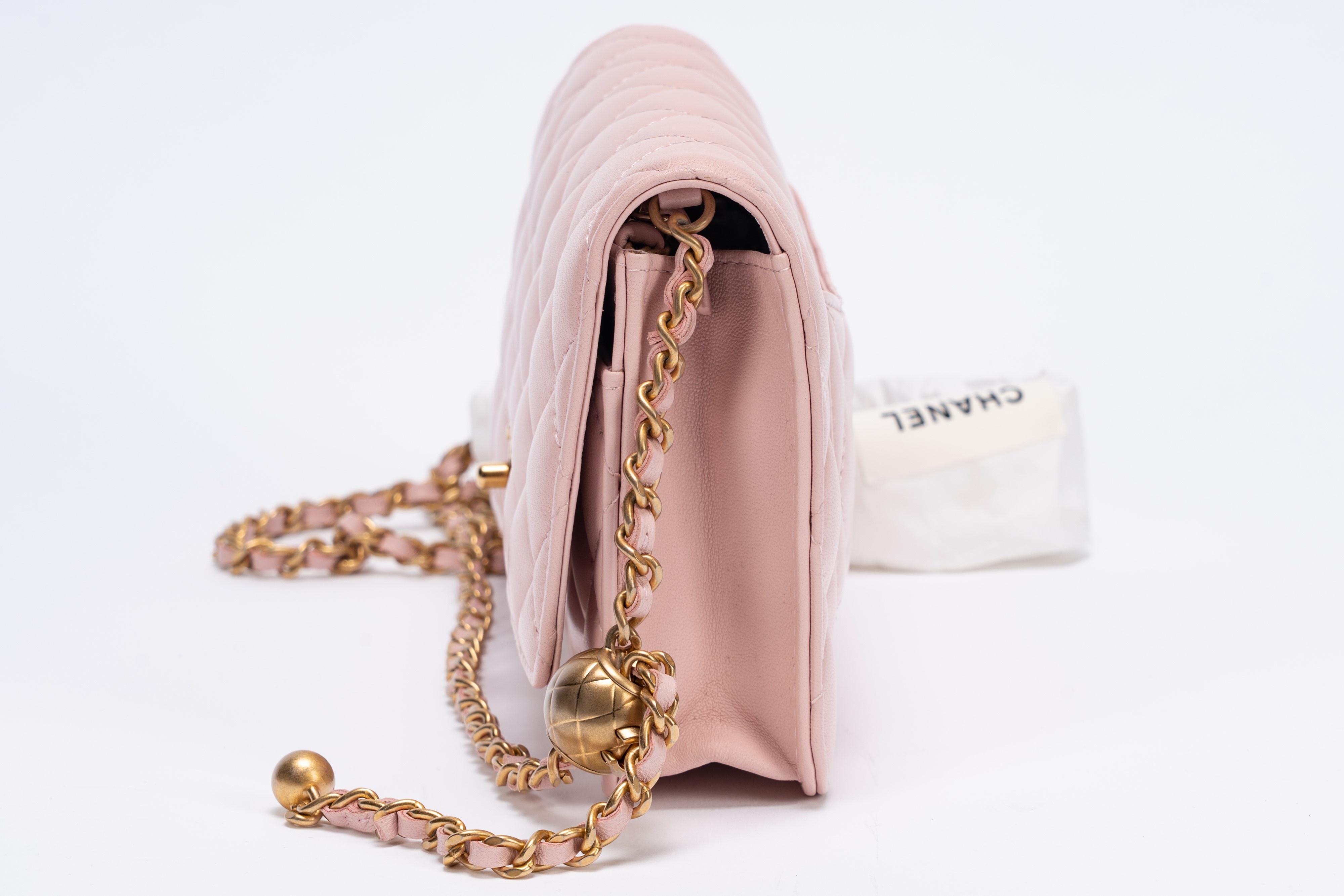 Chanel - Borsa Wallet on Chain, pelle matelassé rosa, tracolla a catena